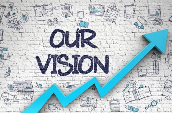 our-vision-drawn-white-brick-wall-d-inscription-modern-illustation-blue-arrow-hand-icons-around-brickwall-89018617